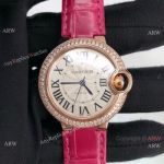 Cartier Ballon Bleu 33mm Lady Rose Gold Diamond Watch Swiss Grade 1